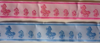 Ribbon woven Ducks design 25mm (25 m), Blue 16